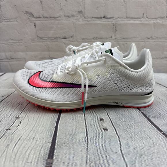 NIKE ZOOM STREAK LT 4 TRACK SPIKES SIZE 8.5 WHITE/FLASH CRIMSON/BLUE AQ3610-100 - Picture 3 of 12